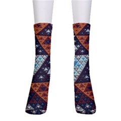 Fractal Triangle Geometric Abstract Pattern Crew Socks by Cemarart