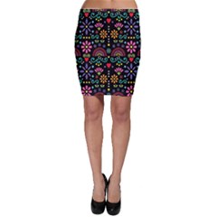 Mexican Folk Art Seamless Pattern Bodycon Skirt