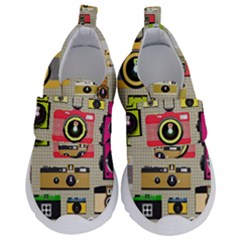 Retro Camera Pattern Graph Kids  Velcro No Lace Shoes