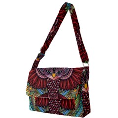 Colorful Owl Art Red Owl Full Print Messenger Bag (s)