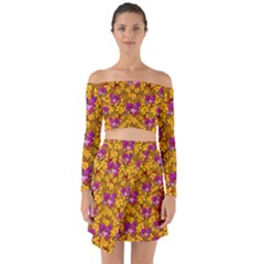 Blooming Flowers Of Orchid Paradise Off Shoulder Top With Skirt Set by pepitasart