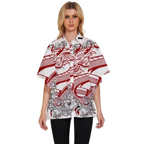 Dragon-6995594 Women s Batwing Button Up Shirt by lipli