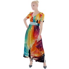 Starry Night Wanderlust: A Whimsical Adventure Button Up Short Sleeve Maxi Dress by stine1