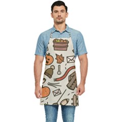 Halloween Doodle Autumn Pumpkin Kitchen Apron by Bedest