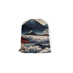 Hokusai Moutains Japan Drawstring Pouch (small) by Bedest