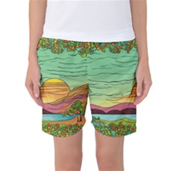 Painting Colors Box Green Women s Basketball Shorts