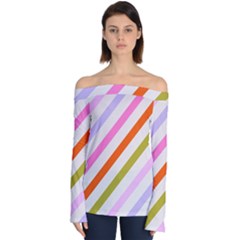 Lines Geometric Background Off Shoulder Long Sleeve Top by Maspions