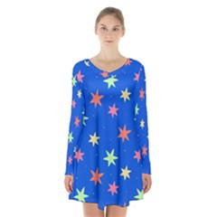 Background Star Darling Galaxy Long Sleeve Velvet V-neck Dress by Maspions