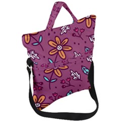Flowers Petals Leaves Foliage Fold Over Handle Tote Bag by Maspions