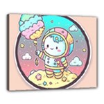 Boy Astronaut Cotton Candy Childhood Fantasy Tale Literature Planet Universe Kawaii Nature Cute Clou Canvas 20  x 16  (Stretched)