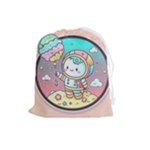 Boy Astronaut Cotton Candy Childhood Fantasy Tale Literature Planet Universe Kawaii Nature Cute Clou Drawstring Pouch (Large)
