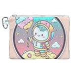 Boy Astronaut Cotton Candy Childhood Fantasy Tale Literature Planet Universe Kawaii Nature Cute Clou Canvas Cosmetic Bag (XL)