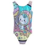 Boy Astronaut Cotton Candy Childhood Fantasy Tale Literature Planet Universe Kawaii Nature Cute Clou Kids  Cut-Out Back One Piece Swimsuit