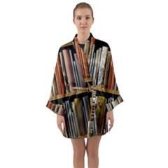 Book Nook Books Bookshelves Comfortable Cozy Literature Library Study Reading Reader Reading Nook Ro Long Sleeve Satin Kimono by Maspions