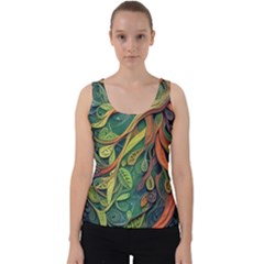 Outdoors Night Setting Scene Forest Woods Light Moonlight Nature Wilderness Leaves Branches Abstract Velvet Tank Top by Grandong