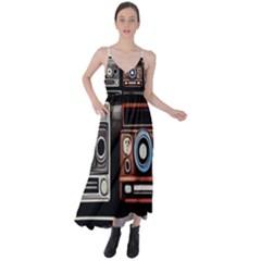 Retro Cameras Old Vintage Antique Technology Wallpaper Retrospective Tie Back Maxi Dress