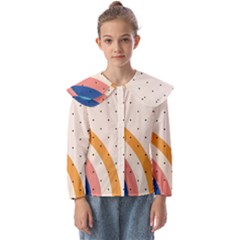 Abstract Geometric Bauhaus Polka Dots Retro Memphis Rainbow Kids  Peter Pan Collar Blouse by Maspions