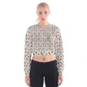 Pattern Flowers Leaves Green Purple Pink Cropped Sweatshirt View1