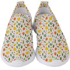 Background Pattern Flowers Leaves Autumn Fall Colorful Leaves Foliage Kids  Slip On Sneakers