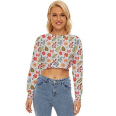 Background Pattern Flowers Design Leaves Autumn Daisy Fall Lightweight Long Sleeve Sweatshirt