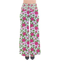 Flowers Leaves Roses Pattern Floral Nature Background So Vintage Palazzo Pants by Maspions