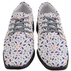 Background Pattern Floral Leaves Flowers Women Heeled Oxford Shoes