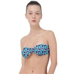 Leaves Monstera Pattern Nature Blue Purple Mauve Flora Classic Bandeau Bikini Top 