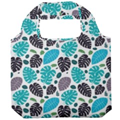 Leaves Monstera Pattern Nature Blue Purple Mauve Flora Foldable Grocery Recycle Bag by Maspions