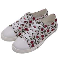 Roses Flowers Leaves Pattern Scrapbook Paper Floral Background Men s Low Top Canvas Sneakers