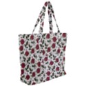 Roses Flowers Leaves Pattern Scrapbook Paper Floral Background Zip Up Canvas Bag View2