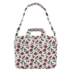 Roses Flowers Leaves Pattern Scrapbook Paper Floral Background Macbook Pro 16  Shoulder Laptop Bag