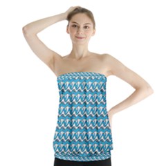 Blue Wave Sea Ocean Pattern Background Beach Nature Water Strapless Top