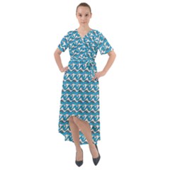 Blue Wave Sea Ocean Pattern Background Beach Nature Water Front Wrap High Low Dress