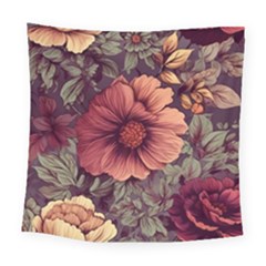 Flowers Pattern Texture Design Nature Art Colorful Surface Vintage Square Tapestry (large) by Maspions
