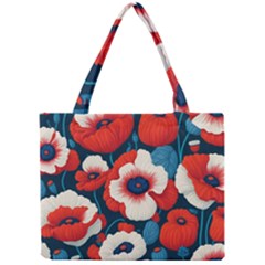 Red Poppies Flowers Art Nature Pattern Mini Tote Bag by Maspions