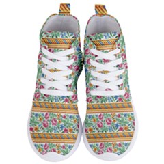 Flower Pattern Art Vintage Blooming Blossom Botanical Nature Famous Women s Lightweight High Top Sneakers