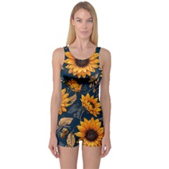 Flowers Pattern Spring Bloom Blossom Rose Nature Flora Floral Plant One Piece Boyleg Swimsuit