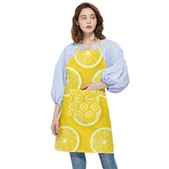 Lemon Fruits Slice Seamless Pattern Pocket Apron by Apen