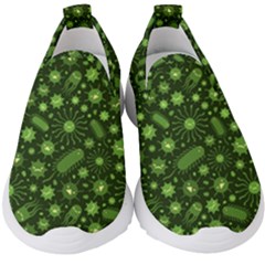 Seamless Pattern With Viruses Kids  Slip On Sneakers by Apen