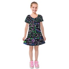 Math Linear Mathematics Education Circle Background Kids  Short Sleeve Velvet Dress by Apen