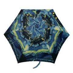 Spaceship Starry Night Van Gogh Painting Mini Folding Umbrellas