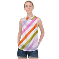 Lines Geometric Background High Neck Satin Top