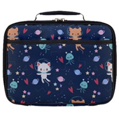 Cute Astronaut Cat With Star Galaxy Elements Seamless Pattern Full Print Lunch Bag by Apen