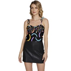 Abstract Pattern Wallpaper Flowy Camisole Tie Up Top