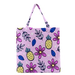 Flowers Petals Pineapples Fruit Grocery Tote Bag by Maspions