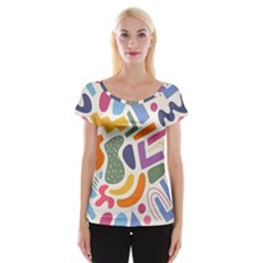 Abstract Pattern Background Cap Sleeve Top by Maspions