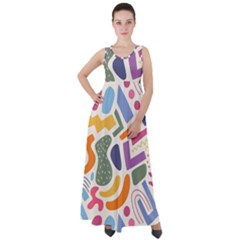 Abstract Pattern Background Empire Waist Velour Maxi Dress