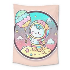 Boy Astronaut Cotton Candy Childhood Fantasy Tale Literature Planet Universe Kawaii Nature Cute Clou Medium Tapestry by Maspions