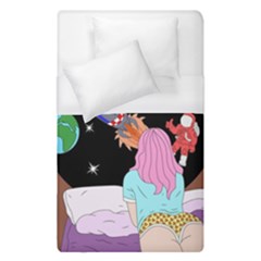 Girl Bed Space Planets Spaceship Rocket Astronaut Galaxy Universe Cosmos Woman Dream Imagination Bed Duvet Cover (single Size) by Maspions
