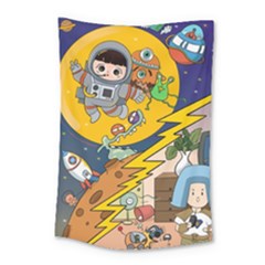 Astronaut Moon Monsters Spaceship Universe Space Cosmos Small Tapestry